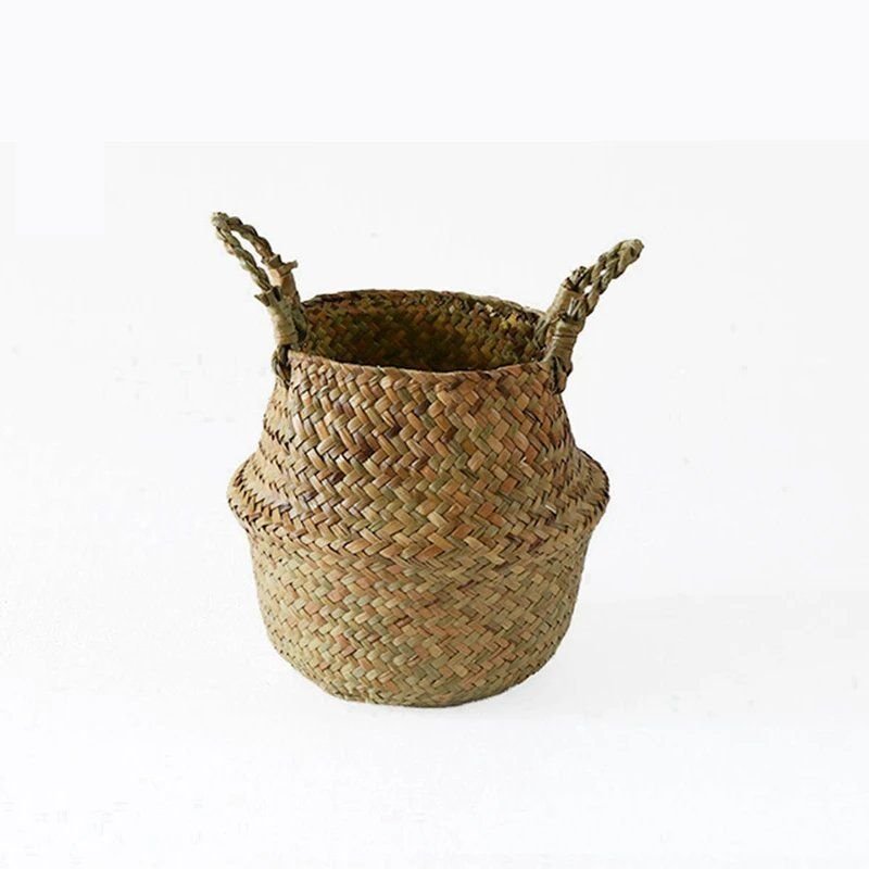 Seagrass belly basket planter
